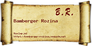 Bamberger Rozina névjegykártya